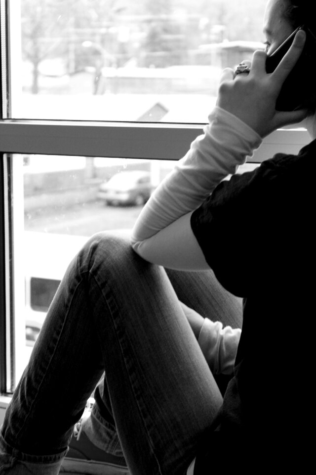 Teenager window windowsill
