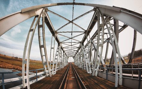 Railway railway bridge railroad tracks photo
