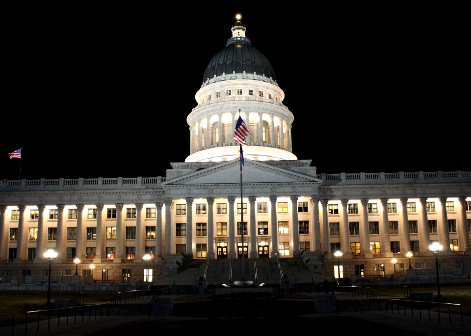 Illuminated capitol salt lake city