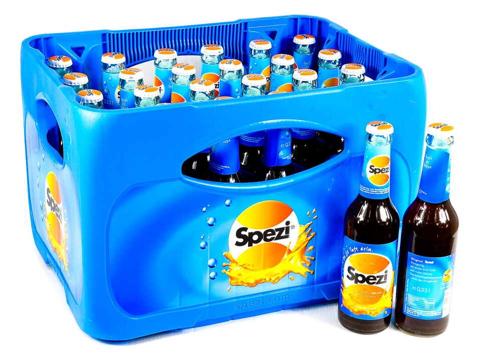 Spezi energy box drinks glass bottles