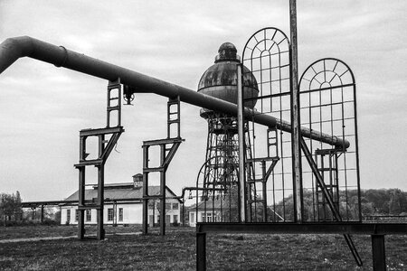 Steel tube black and white photo