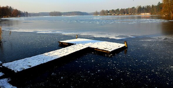 Landscape winter footbridge photo