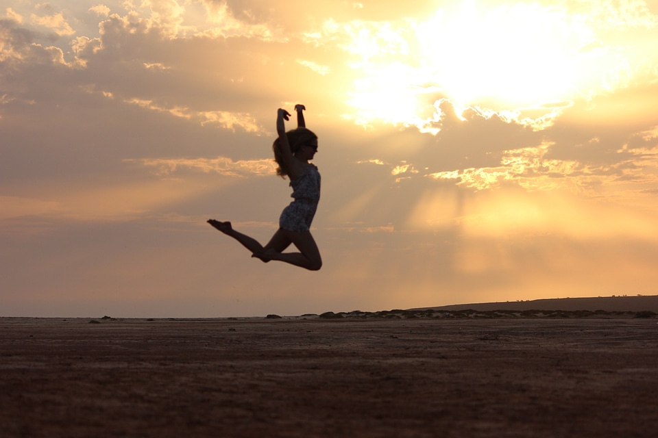 In the evening dance jump