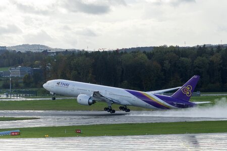 Jet passenger aircraft departure photo