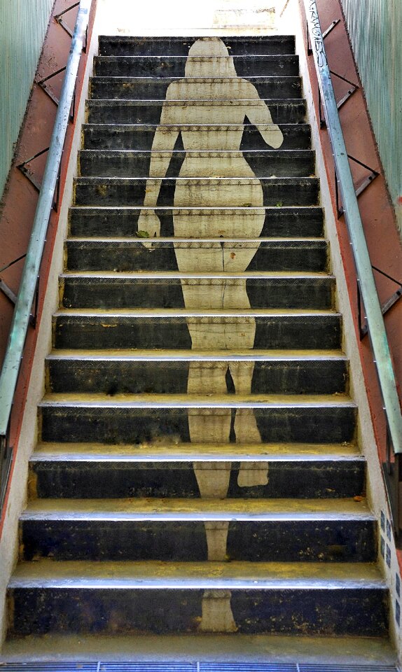 Lady stairs public