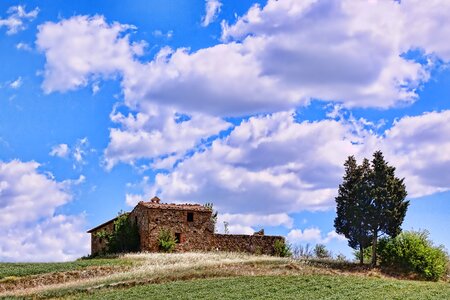 Grass farmhouse abandoned