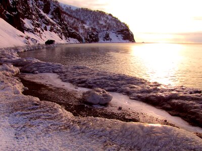 Sunset kamchatka winter