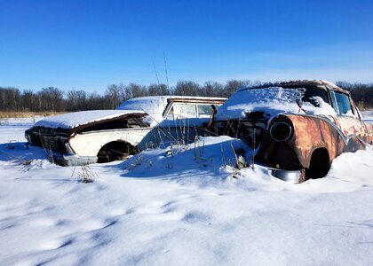 Abandoned rust snow photo