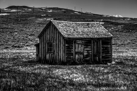 Monochrome shed house photo