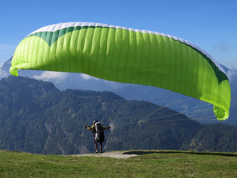 Flying paraglider action