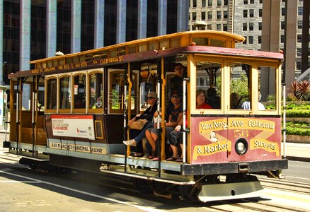 Street cable car transportation system photo