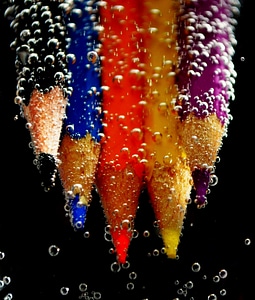 Colored pencils water blow