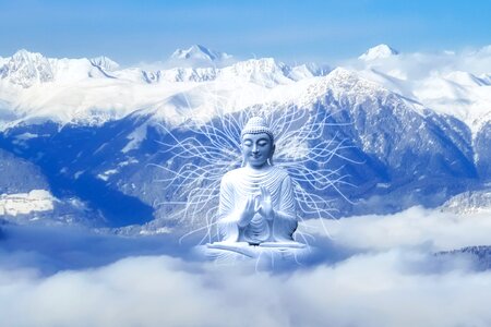 Mountain summit sky buddha photo