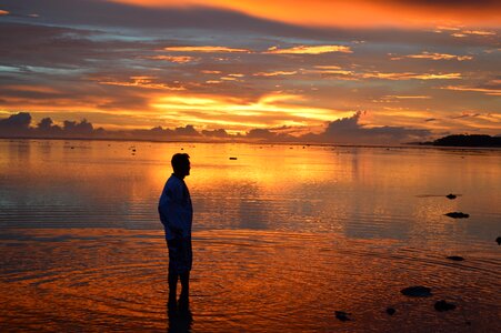 Dusk reflection backlit photo