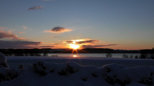 Evening dusk snow