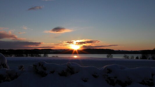 Evening dusk snow photo