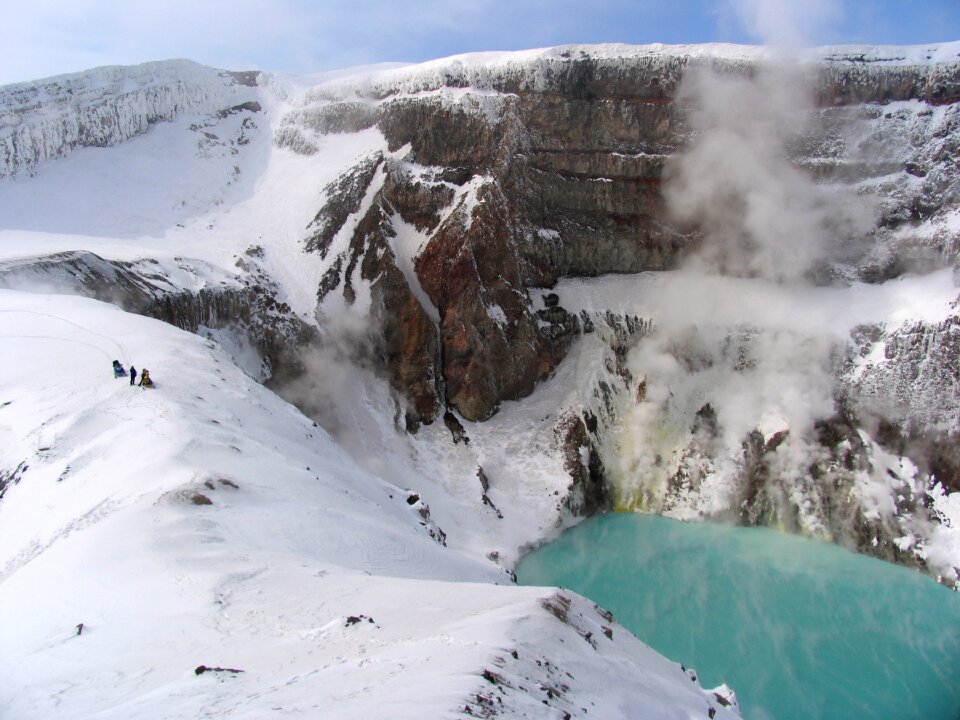 Acid lake snow landscape