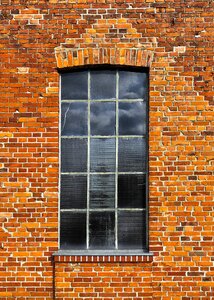 Metal window brick wall old photo