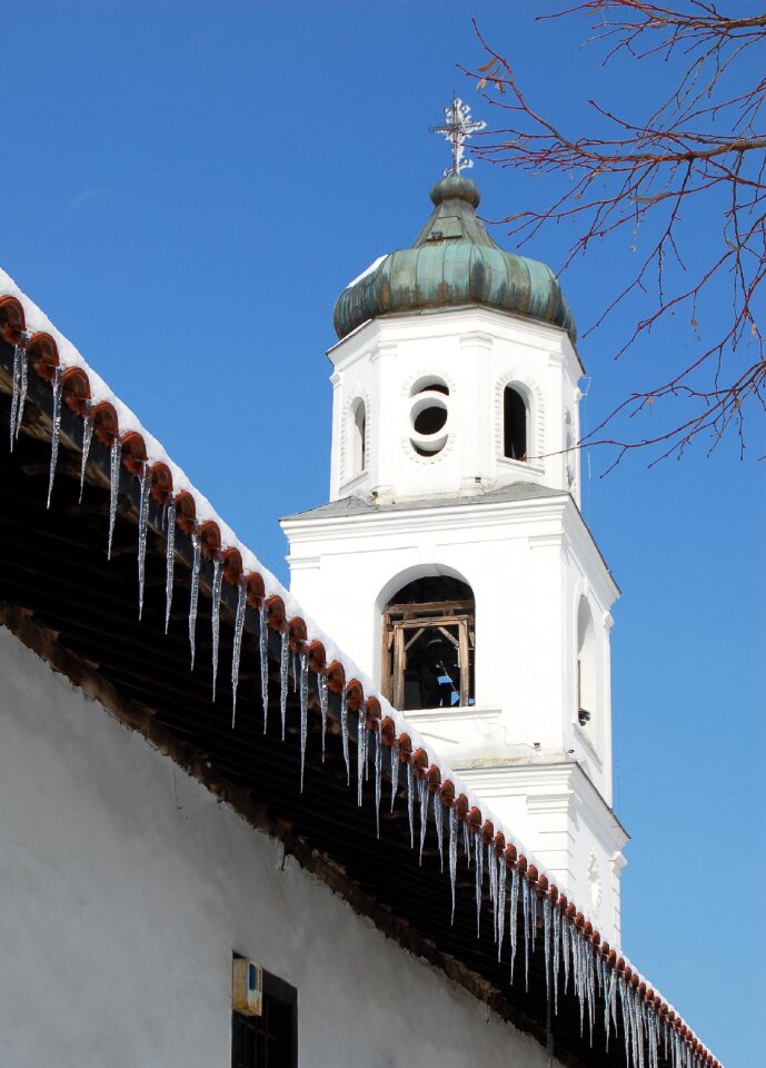 Steeple cross blue sky photo