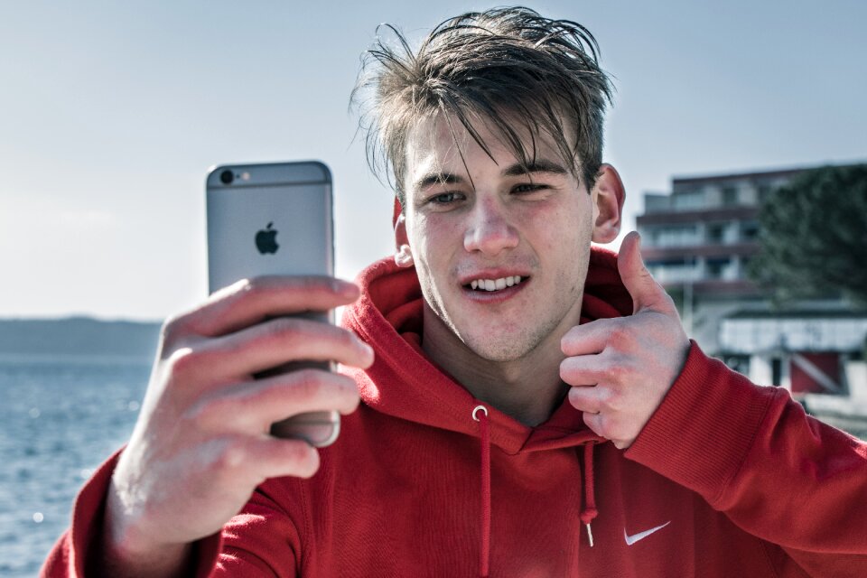 Portrait outdoors selfie