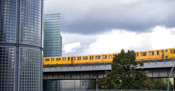 Train railway traffic office building photo