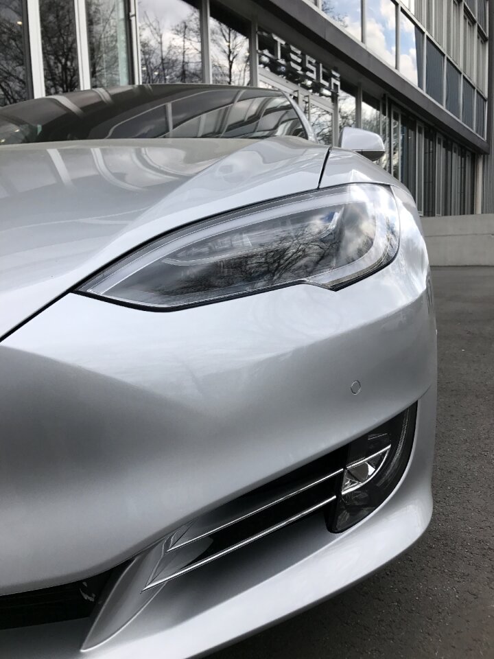 Shiny chrome tesla