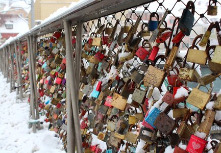 Love locks padlock bridge