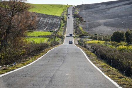 Asphalt highway grass