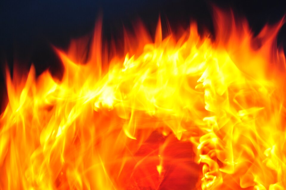 Flammable hot fireplace