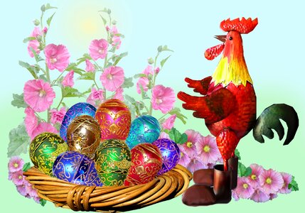 Basket rooster flowers