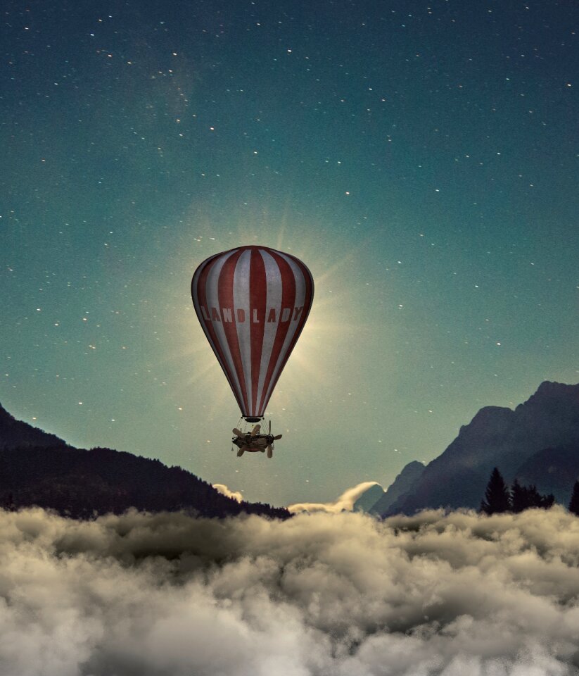 Parachute hot-air ballooning ball