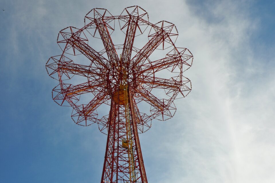 Parachute jump amusements