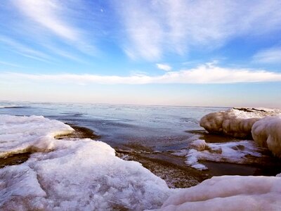Lake winter beach