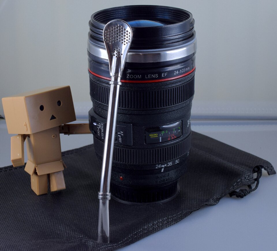 Mug cup camera lens coffee cup