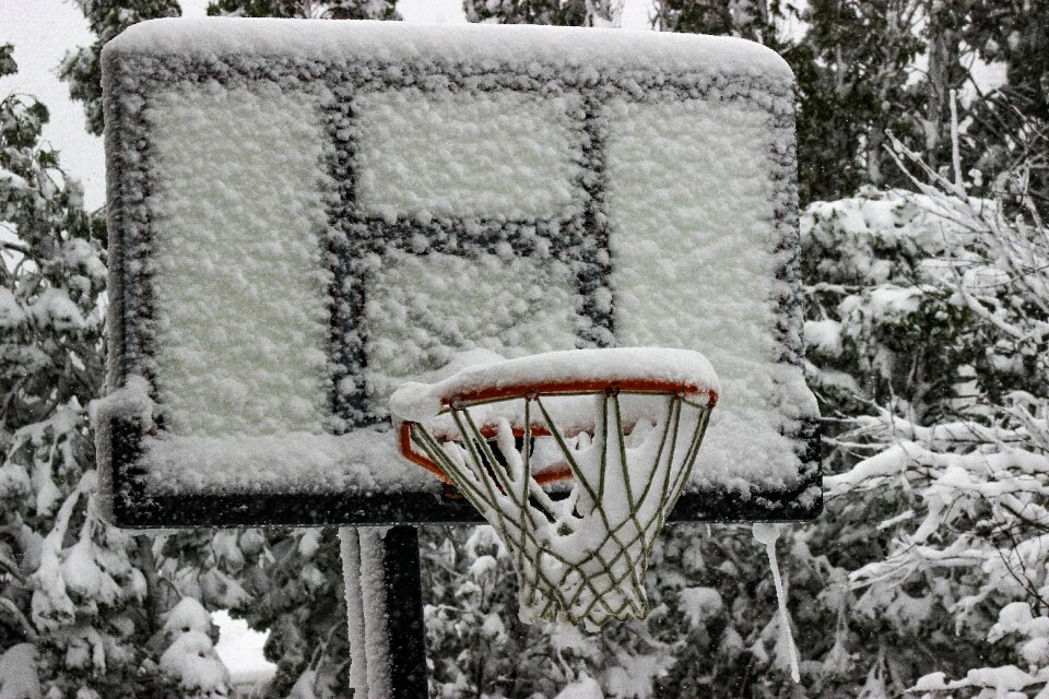 Basketball frozen basketball hoop gray basketball photo