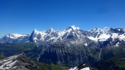 Snow panorama mountain summit photo