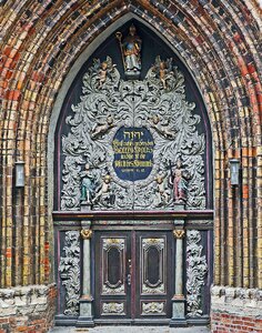 Baltic brick gothic carving church photo