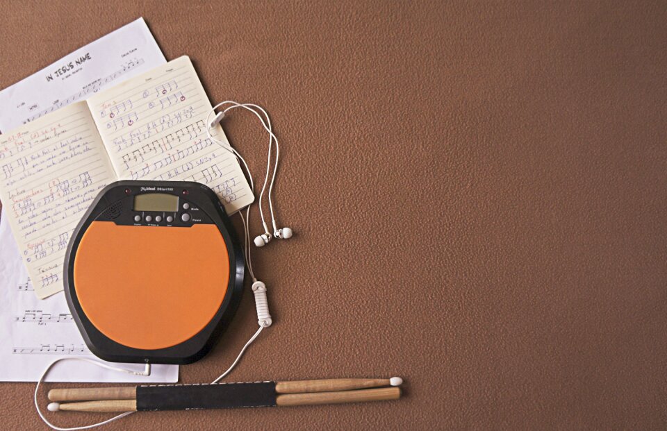 Music notebook drumsticks