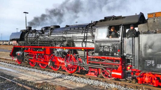 Steam transport system railway line photo