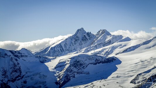 Ice panorama mountain summit photo