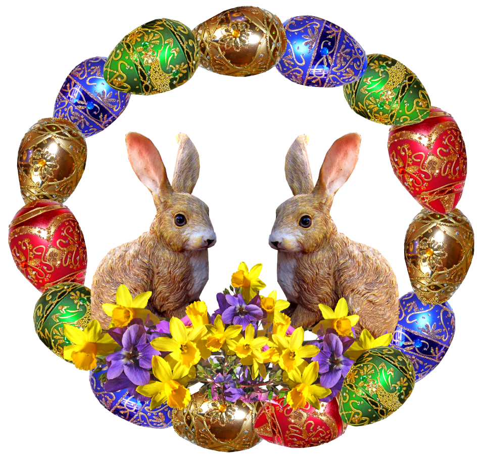 Rabbits flowers cut out