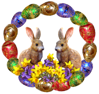 Rabbits flowers cut out