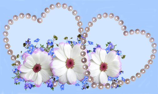 Hearts pearls roses