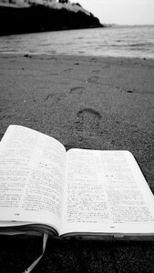 Footprints sea bible photo