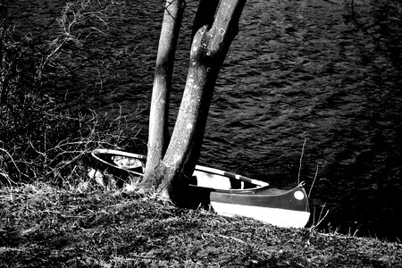 Black and white photography canoeing port motifs photo