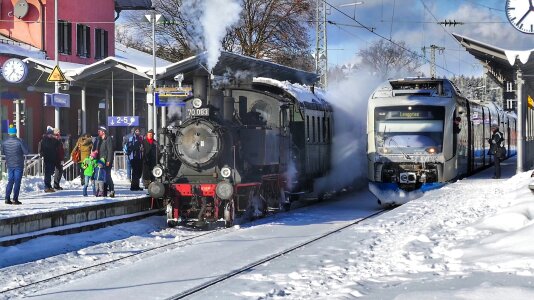 Winter train railway photo