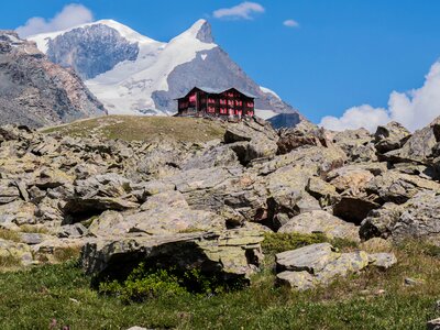 Panorama mountain hut hiking photo