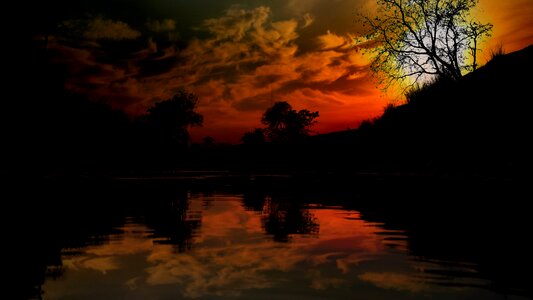 Landscape reflection dawn photo