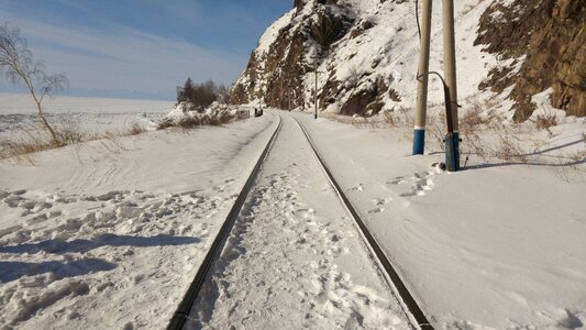 Lake baikal trans-siberian railway rails photo