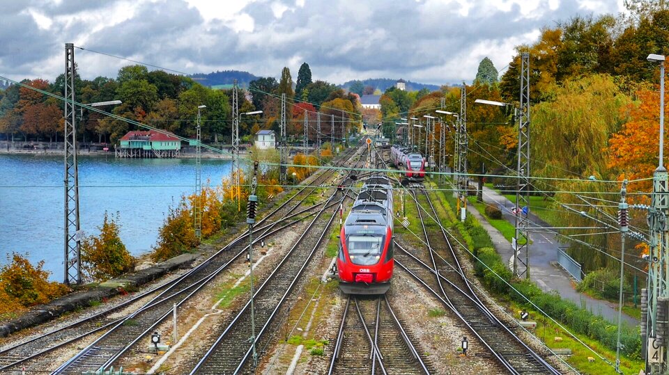 Train railway line transport system photo